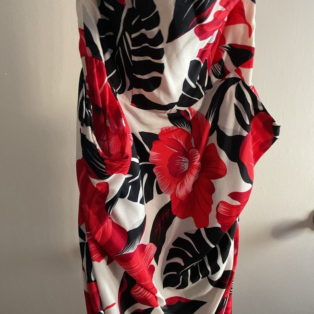 Vintage Hearts Strapless Red Floral Mini Dress 5 90s Y2K Party Coquette Retro - Picture 4 of 9